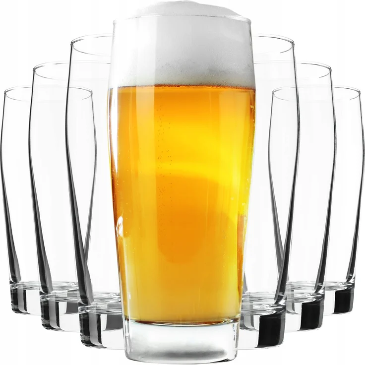 KADAX Bierkrug, 510 ml, Glas, hohes Glas-Set, Becher, 8 Stück – Bild 1