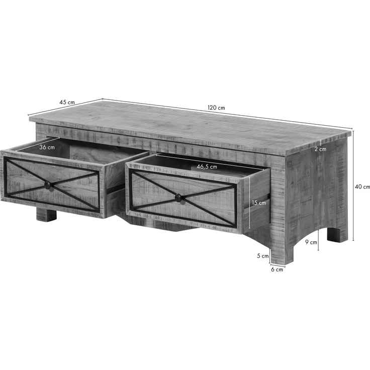 Garderobenbank Altholz 120x45x40 mehrfarbig lackiert NATURE OF SPIRIT #110 – Bild 7