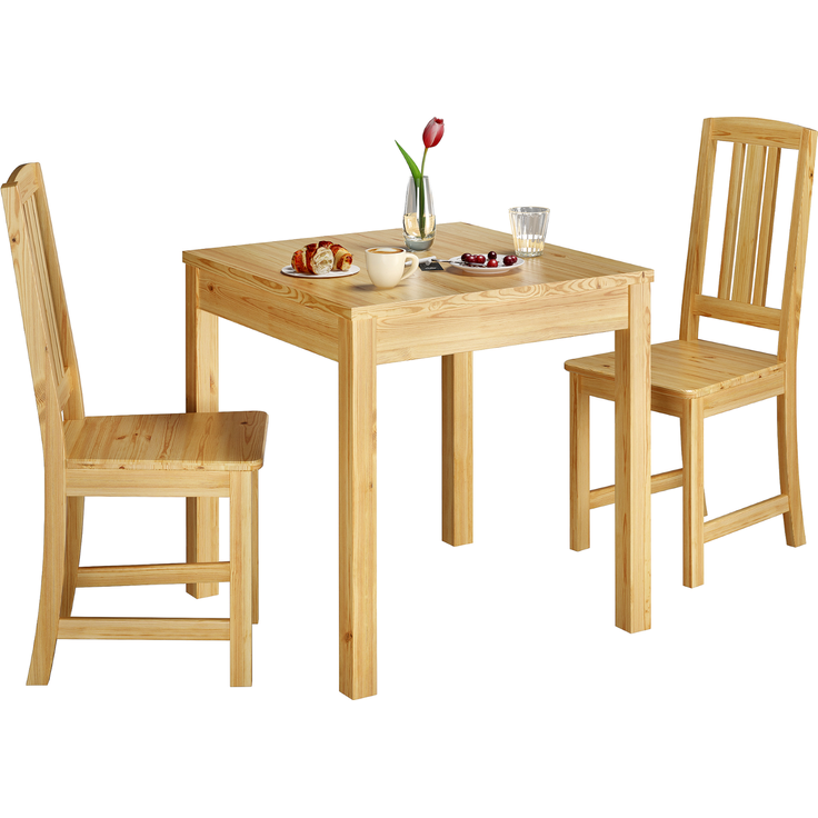 Stilvolle kleine Essgruppe mit Tisch und 2 Stühle Kiefer natur Massivholz 90.70-50 A -Set 22 – Bild 3