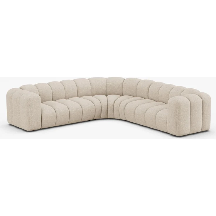 Micadoni symmetrisches Ecksofa Lupine 5-Sitzer mittelgroß Boucle Baloo Beige – Bild 2