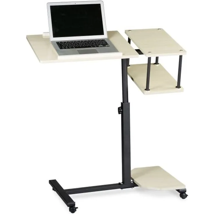 Laptoptisch höhenverstellbar XL, MDF/Stahl, Beige, 77x40 x (70-100) cm