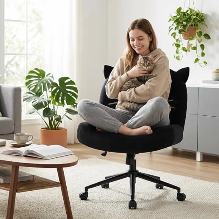 Intimate WM Heart Bürostuhl ohne Armlehne, Ergonomischer Drehstuhl mit Rollen, Höhenverstellbarer Schreibtischstuhl mit Mittlerer Rückenlehne – Bild 3