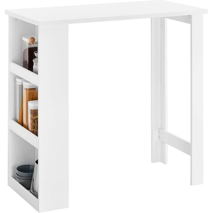 SoBuy FWT17-W Bartisch Beistelltisch Stehtisch Küchentheke Küchenbartisch mit 3 Regalfächern Tresen weiß BHT: 112 x 106,5 x 57 cm