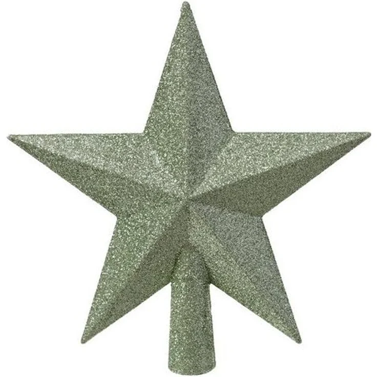 Kaemingk Christbaumspitze, Christbaumspitze Stern mit Glitzer 19cm Kunststoff - Matchagrün – Bild 2