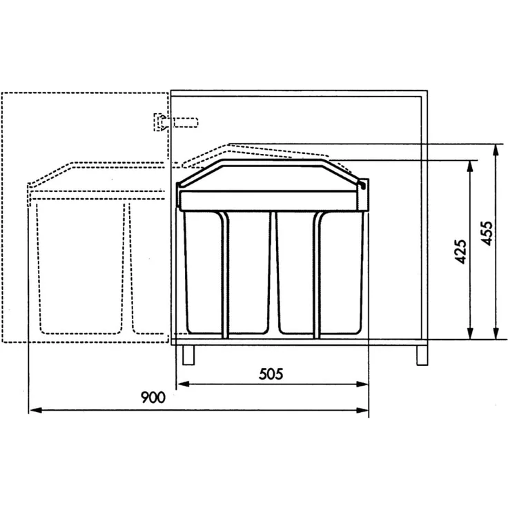 Hailo Schrank-Mülleimer Multi-Box Duo 2×14 L Cremeweiß Größe L 3659-001 415438 – Bild 9