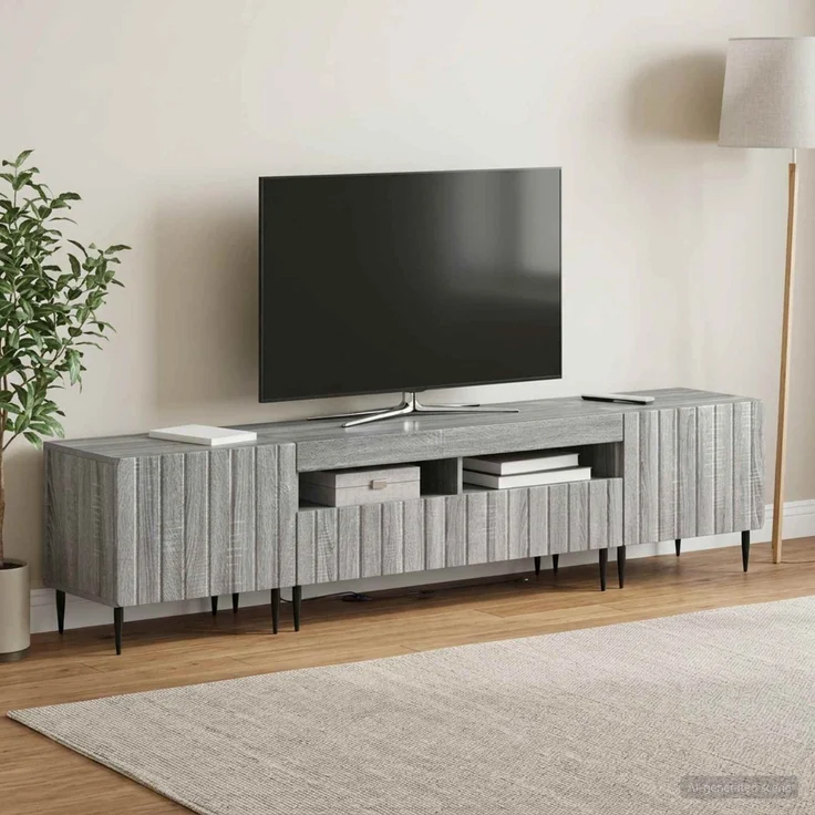 vidaXL 3-teiliges LED TV Regal ZWOLLE Sonoma-Grau Holzwerkstoff 3416523 – Bild 3