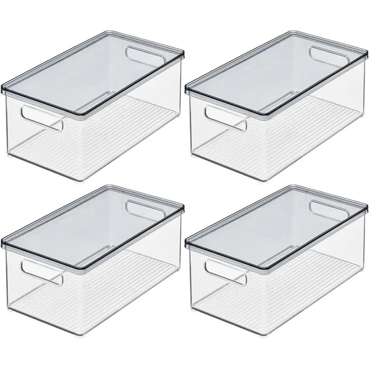 mDesign Aufbewahrung Organizer Kosmetikbox stapelbar Deckel Transparent Grau