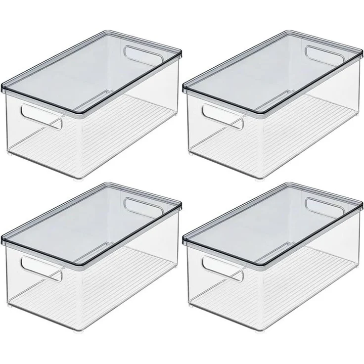 mDesign Aufbewahrung Organizer Kosmetikbox stapelbar Deckel Transparent Grau – Bild 1