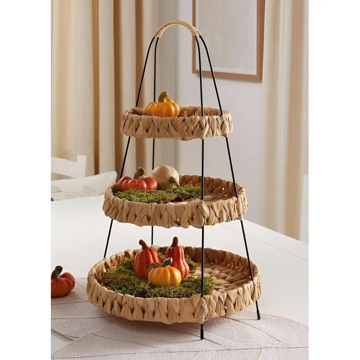 Etagere "Wasserhyazinthe" 52 cm hoch mit 3 Etagen, Obstetagere, Servierplatte, Cupcake & Muffin Ständer