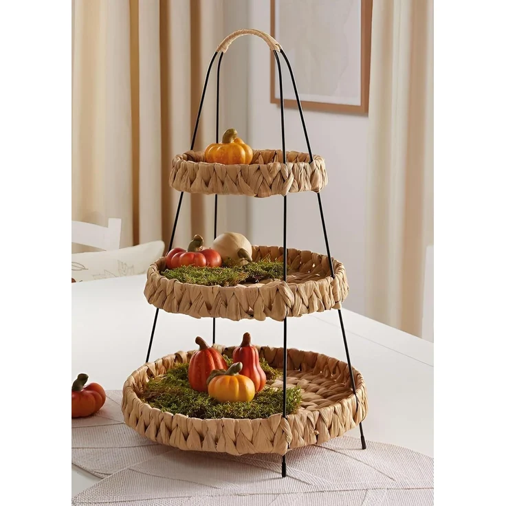 Etagere "Wasserhyazinthe" 52 cm hoch mit 3 Etagen, Obstetagere, Servierplatte, Cupcake & Muffin Ständer – Bild 1