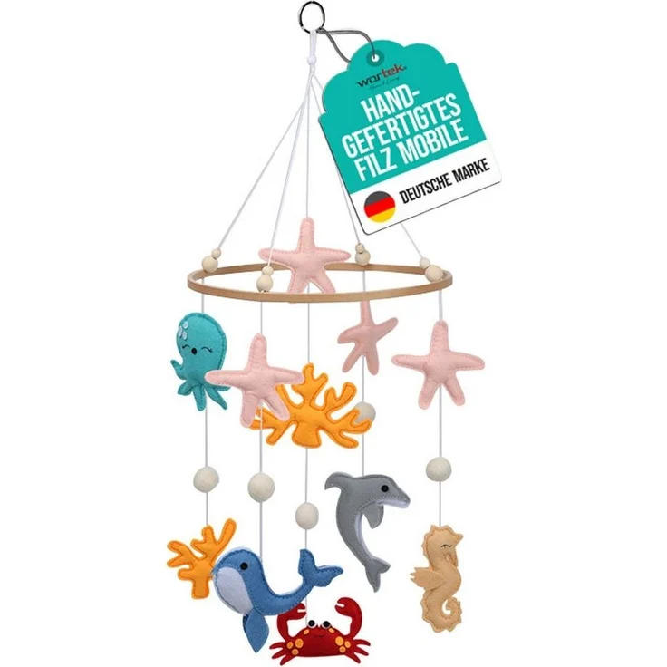 wortek Babymöbel-Set Baby Mobile Windspiel zum Aufhängen Ozean Welt, (Set, 1-tlg, Kinderbett, Wickelkommode, Decke Kinderzimmer), Babymobile Bettglocke Babyzimmer Bett Baby Windspiel – Bild 1