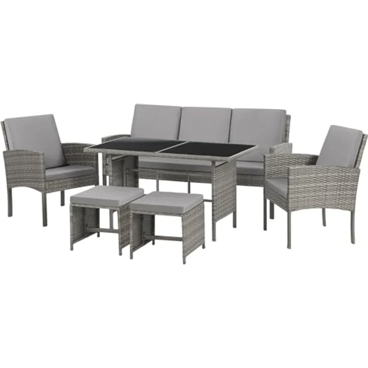 SVITA Gartenlounge-Set DENVER, (Gartenmöbel-Set), Essgruppe, Rattan, Inkl. Kissen – Bild 2