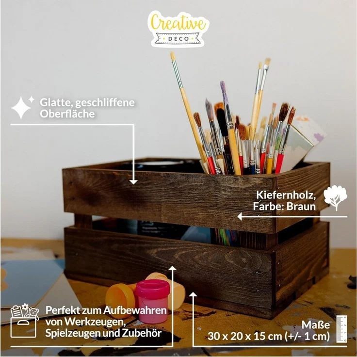 Creative Deco Holzkiste 3x Weinkisten Set Obstkiste Holz (3 Kisten) – Bild 3