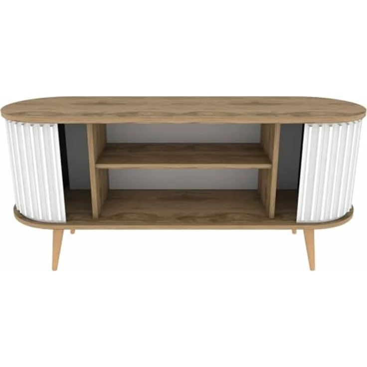 Dmora TV-Schrank Aludra 140 x 43 x 64 cm Braun, 2 Böden, 6 Fächer – Bild 9