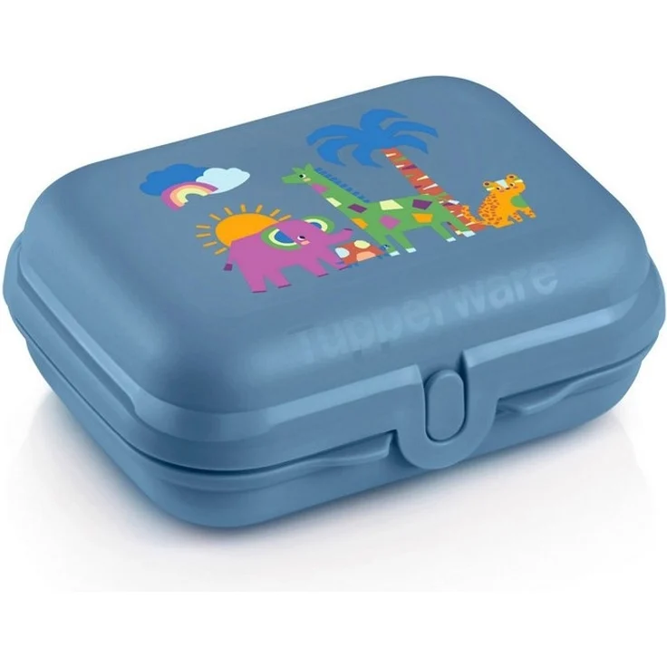 TUPPERWARE Vorratsdose Tupperware kleine Snackbox Safari für Kinder blau – Bild 3