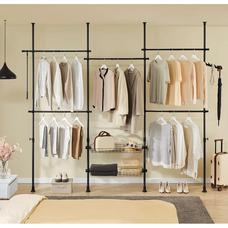 SoBuy KLS04-II-SCH Garderobenständer, Metall, Pulverbeschichtung, Schwarz, 62 x 200 x 75 cm – Bild 5