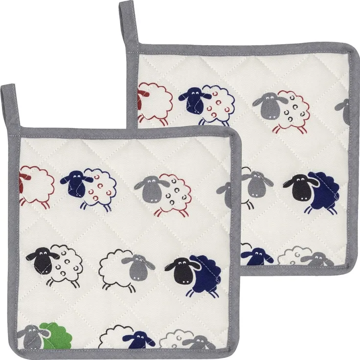Kracht Topflappen Topflappen "Schäfchen" 2er-Pack, (2-tlg), Motiv