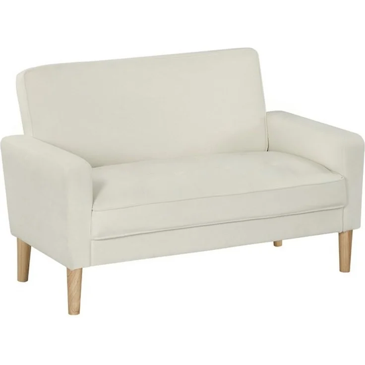 HOMCOM 2-Sitzer Sofa 130 cm Kleine Couch Polstersofa mit Armlehne, Samtoptik, Loungesofa 1 Teile, für Wohnzimmer, Schlafzimmer, Kleinen Raum, Cremeweiß – Bild 4
