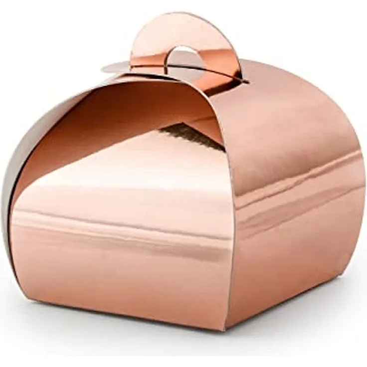 partydeco Geschenkbox, Geschenkbox für Gastgeschenke 6x5.5cm abgerundet 10er Set rosegold