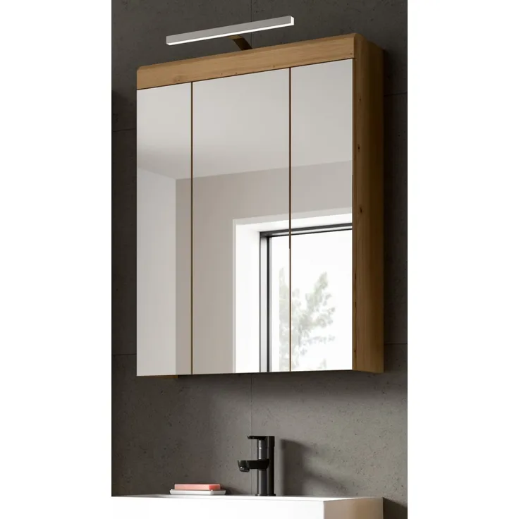 Badezimmer Spiegelschrank Shawn in Eiche 60 cm