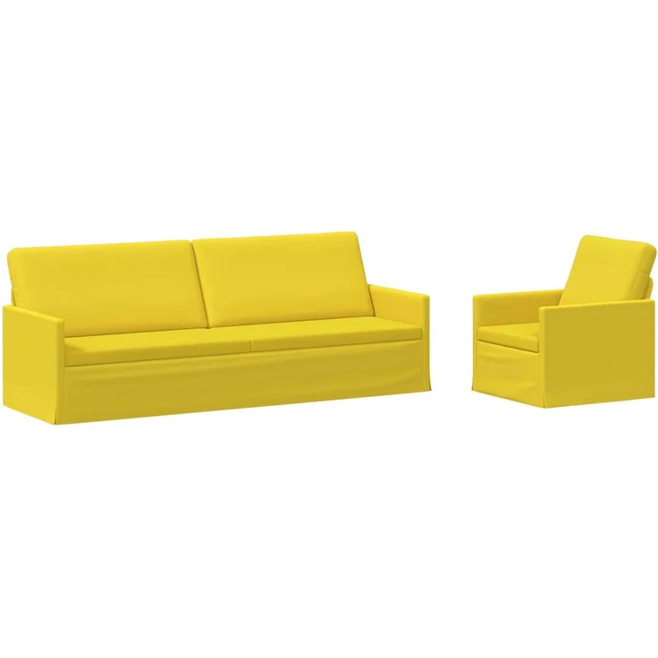 vidaXL Sofa-Set 2 pcs Helles Gelb Stoff 3433185 – Bild 1