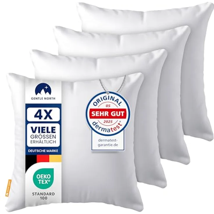 Gentle North Microfaserkissen 4er Set Kissen Basic - in vielen Größen - hoher Komfort, Füllung: 100% Polyester, Seitschläfer, Seitenschläfer, Rückenschläfer, Basic, 4-tlg, Reißverschluss für Füllung - individuell anpassbar - waschbar – Bild 2