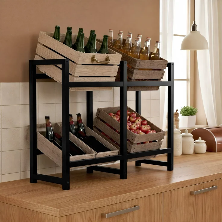 CLP Getränkekistenständer Stack aus Metall freistehend robust stabil,schwarz 75x91x31 cm – Bild 3