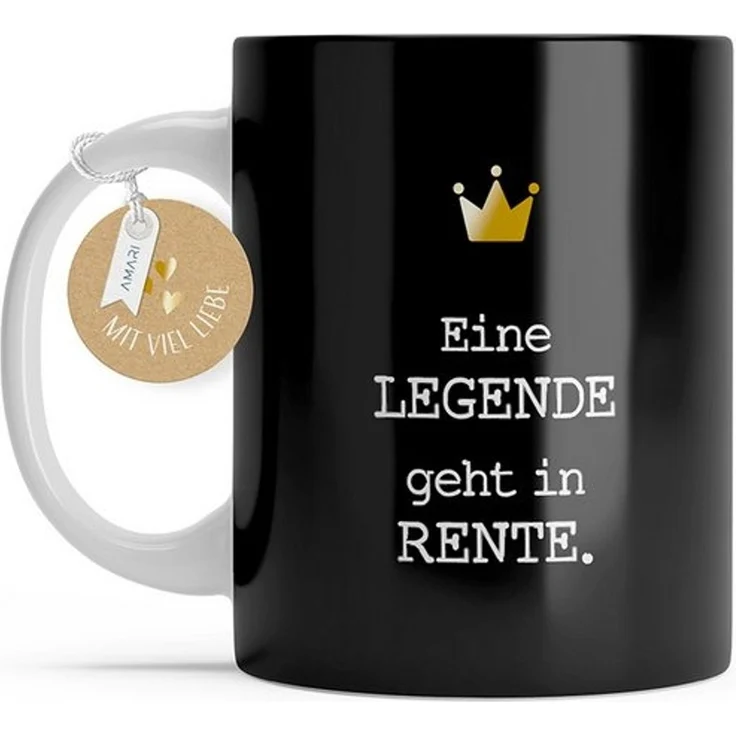 Amari Tasse Rentner Lustiges Geschenk für den Ruhestand Bürotasse, Keramik, hochwertige Goldveredelung, Kaffeetasse, Teetasse, Rente – Bild 4