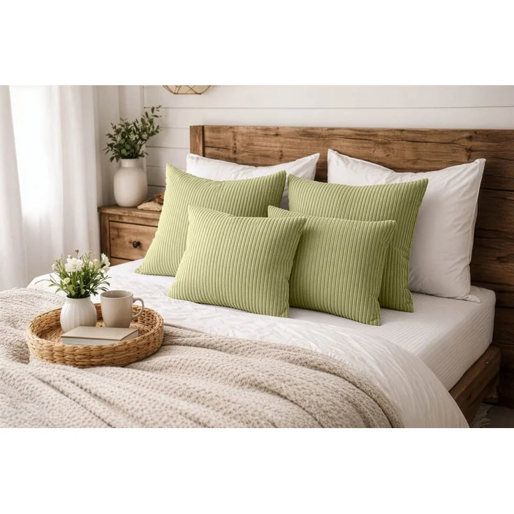 Amilian Dekokissen Sofakissen 4er Set mit Füllung - 2x 45x45 + 2x 35x45 cm, Hotelverschluss, waschbar, formstabil – Bild 1