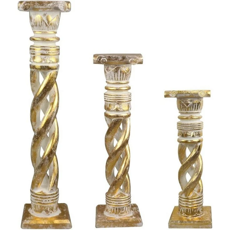 Oriental Galerie Blumenhocker Gedrehte Säule Antik Dunkelbraun 60 cm klein (1 St) – Bild 3