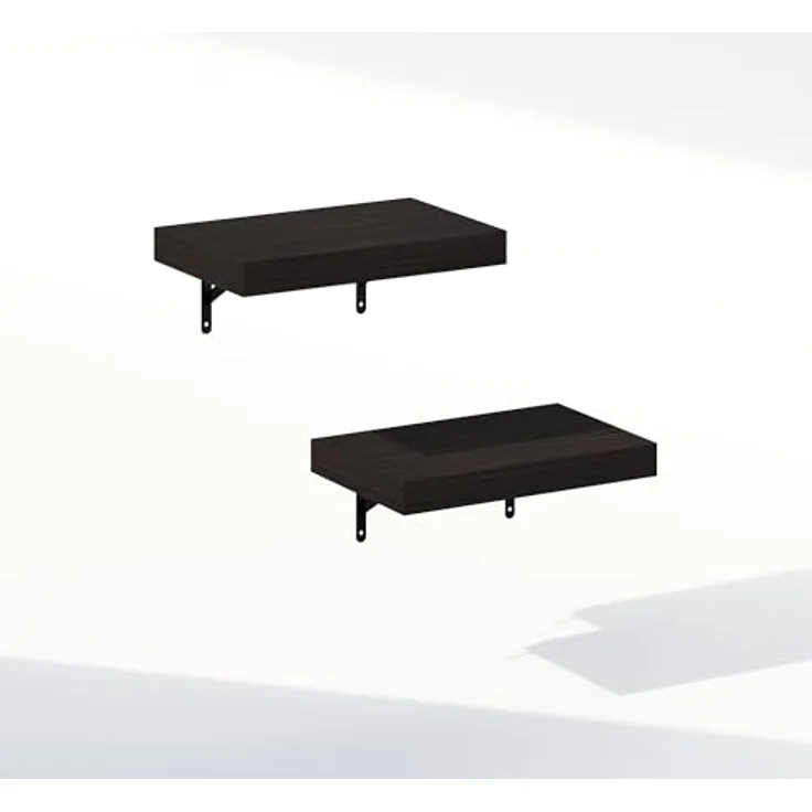 Furinno Tanna Schwebende Wandregale Set mit 2 Stück, 38,1 cm Badezimmer-Wandregal, Wandmontiertes Regal, für Badezimmer-Organizer und Aufbewahrung, Wohnzimmer, Tabak-Eiche – Bild 5
