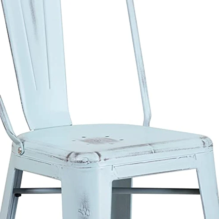 Flash Furniture Handelsübliche Qualität, 4 Stück, 76,2 cm hoch, Metall, für drinnen und draußen, Barhocker mit Rückenlehne, grün-blau, 4 Stück – Bild 9