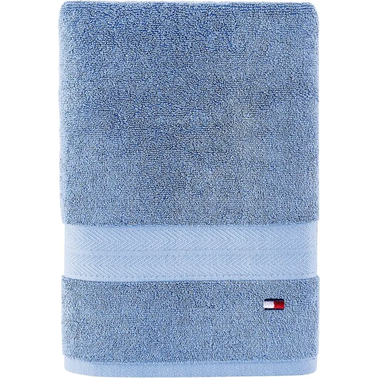 Tommy Hilfiger Einfarbiges Badetuch, 76,2x137,2 cm, 100% Baumwolle, 574 g/m², Blau