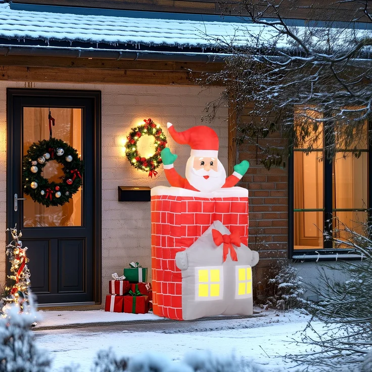Outsunny Aufblasbare Weihnachtsdeko, Polyester, Mehrfarbig, 80L x 90B x 210H cm – Bild 7