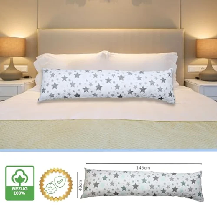 EMI & SAM Stillkissen Bezug Ersatzbezug 40x145cm für Seitenschläfer, 20L. Sterne Minze - Bezug – Bild 4