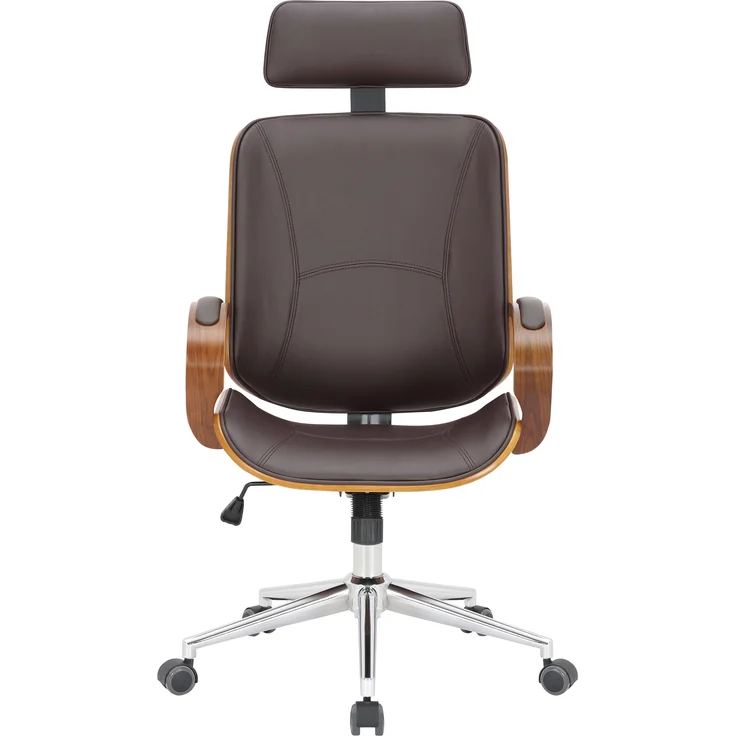 DELUKE® Bürostuhl Chefsessel KINGO - 118x70x70, Walnuss/Braun Kunstleder Metall Gestell ergonomische Bürostühle Homeoffice Stuhl mit Rollen – Bild 2