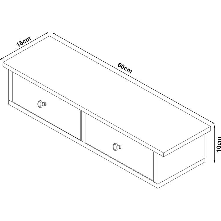 Wandregal Geeste 60x15x10 cm mit 2 Schubladen Hellgrau [en. casa] – Bild 4