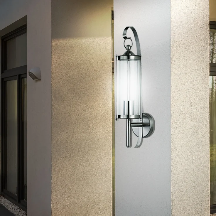 Wandlampe, Edelstahl, Glas, silber, IP44, H 52,5 cm – Bild 5