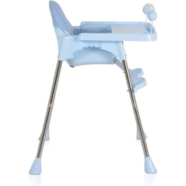 Moni Kinderhochstuhl Century, Spielzeug, Tablett verstellbar, Gurt, Fußstütze blau – Bild 4