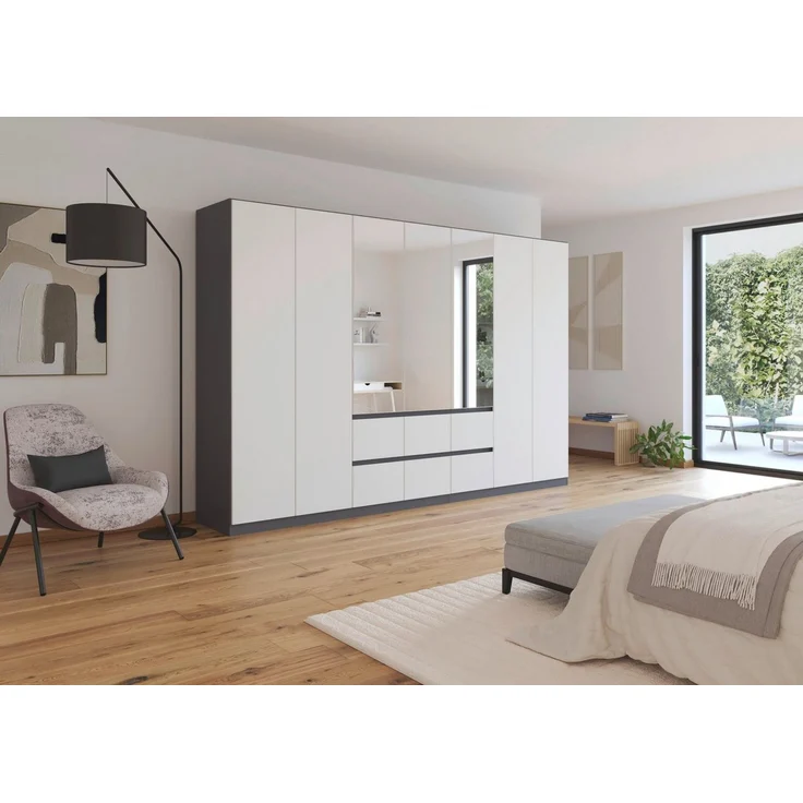rauch Drehtürenschrank Schrank Garderobe MAINZ Breiten 91/136/181/226/271/315/360, Höhe 210cm (3 verschiedene Ausstattungen BASIC/CLASSIC/PREMIUM (inkl. SOFT-CLOSE) grifflose Front, Außentüren mit Push-to-Open Funktion MADE IN GERMANY – Bild 2