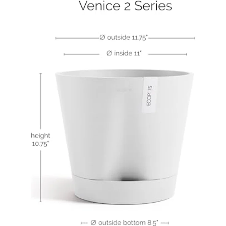 ECOPOTS Blumentopf Venice 2 30 Weiß, für den Innenbereich – Bild 3
