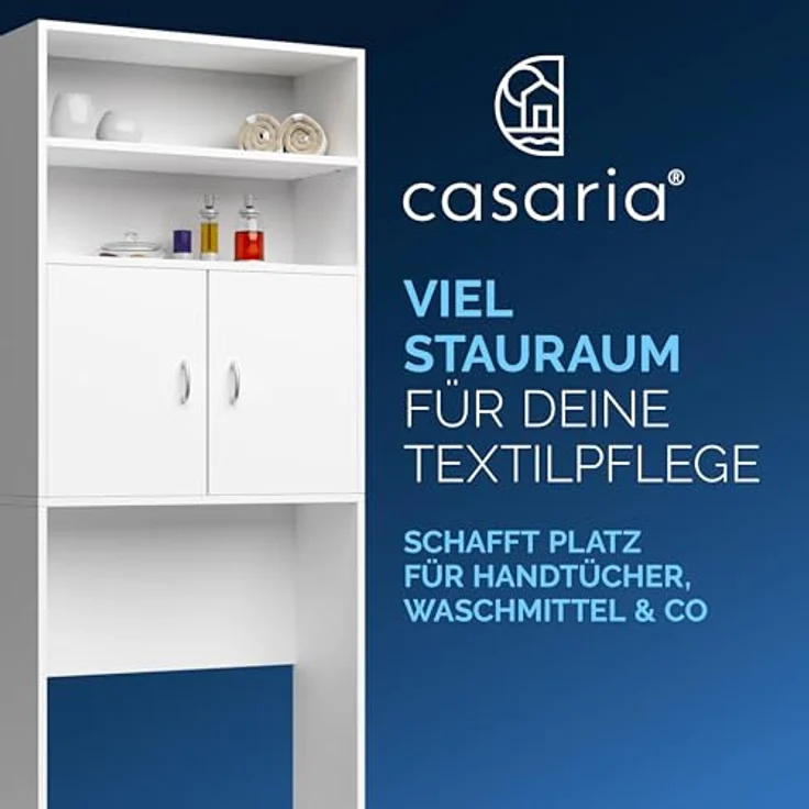 Casaria Waschmaschinenumbauschrank Neapel Waschmaschinenschrank mit Türen Überbauschrank Waschmaschine Bad Weiß – Bild 4