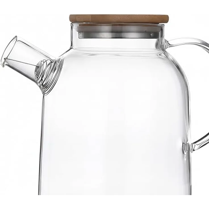 relaxdays Teekanne Glas mit Bambusdeckel, 1,8 Liter, Ausgusssieb für loser Tee und Teeblumen, transparent – Bild 7