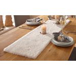 Tischläufer "Samtweich" 33x140 cm, creme mit flauschigem Kunstfell, Mitteldecke