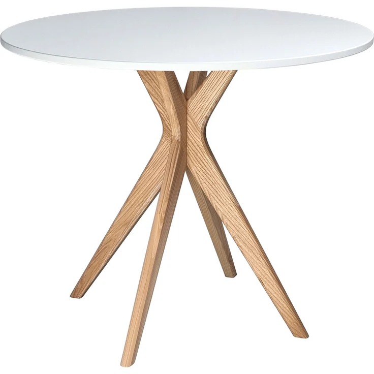Ragaba runder Esstisch, MDF & Massives Eschenholz, Weiß, Ø 80 cm – Bild 1
