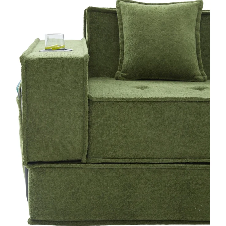 ZUBALIYA Schlafsofa 78x66 cm, mit Stauraum, mit Chenille - Bezug, mit breiten Armlehnen, modular aufgebaut, mit Schaumstoffpolsterung – Bild 21