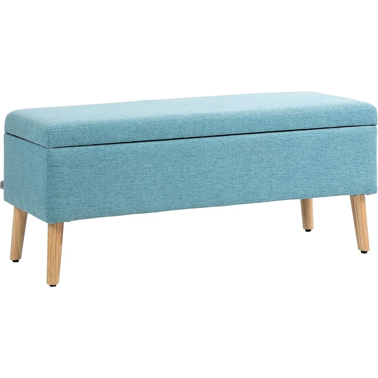 HOMCOM Sitzbank mit Stauraum, 110 x 39 x 45 cm (Truhenbank, 1-St, Polsterbank), für Wohnzimmer, Schlafzimmer, Blau