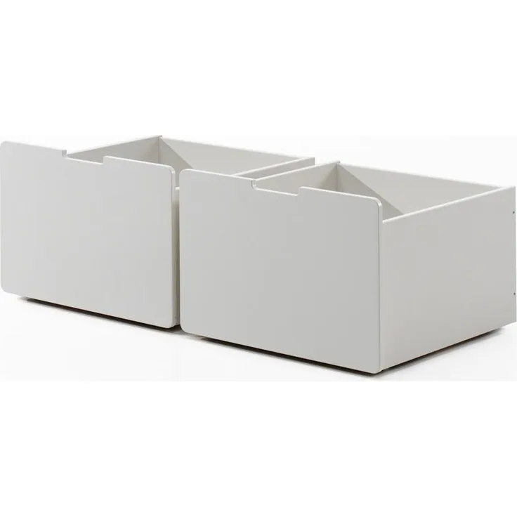 Schubladen-Set, best. aus 2 Schubkästen auf Rollen, MDF weiß lackiert