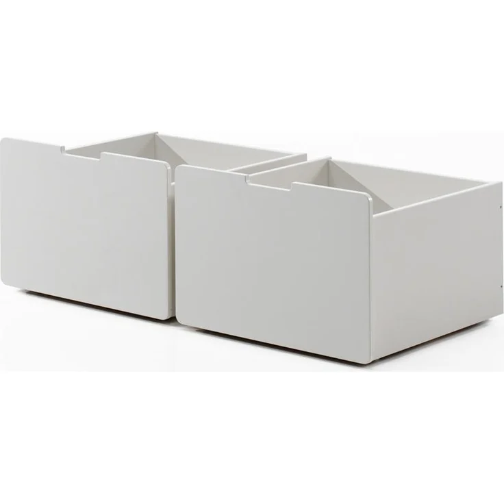 Schubladen-Set, best. aus 2 Schubkästen auf Rollen, MDF weiß lackiert – Bild 1