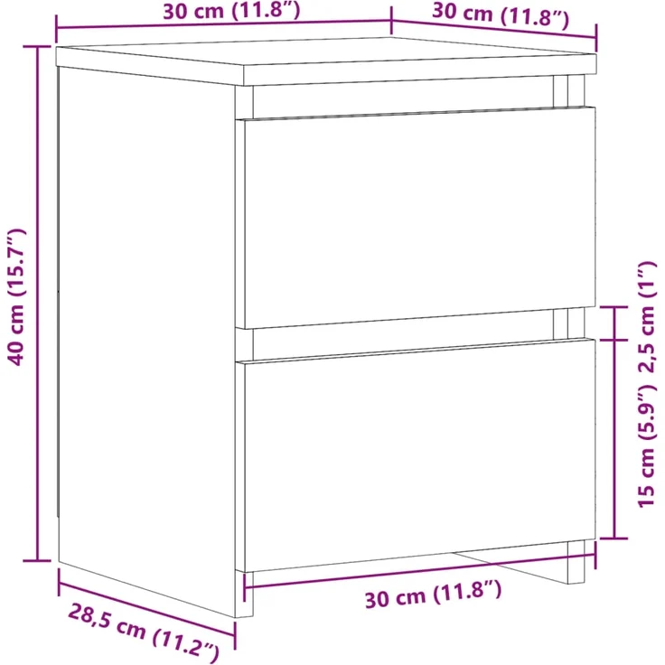 vidaXL Nachttisch Altholz-Optik 30×30×40 cm Holzwerkstoff 855846 – Bild 9